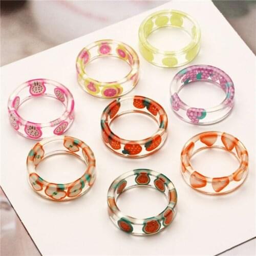 New Fashion Vintage Simple Acetate Colorful Acrylic Rings For Women Girls Thick Round Resin Rings Jewelry Accessories Gifts