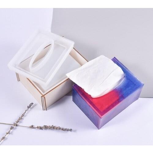 Tissue Box Crystal Epoxy Resin Mold Jewelry Storage Napkin Holder Silicone Mould T84A