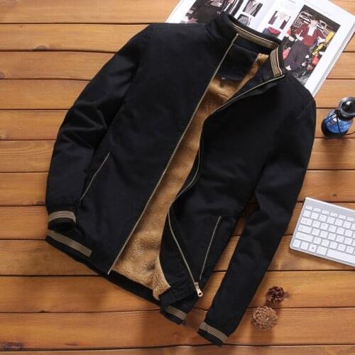 2019 Autumn Mens Bomber Jackets Casual Male Outwear Fleece Thick Warm Windbreaker Jacket Mens Military Baseball Coats Clothing