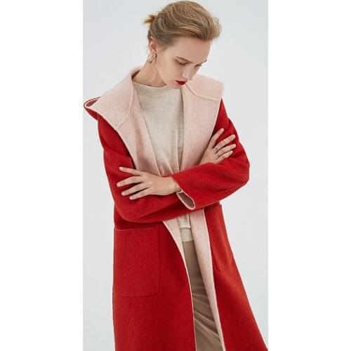 2019 winter female overcoat hooded waistband autumn women newest fashion coat elegant lady slim crashmere topcoat wool