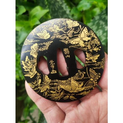 First-Rate Iron Tsuba Round Swords Accessory Fitting Case For Japan katana Glaive Provide WUSHU Blade -Butterfly
