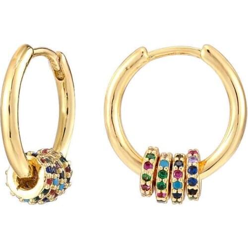 HECHENG 1pair colorful round ring earring wholesale for women colorful cz cubic zirconia earring jewelry