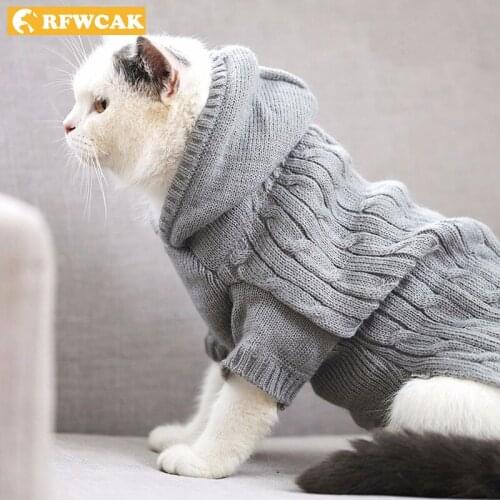 RFWCAK Pet Cat Winter Clothes Sweater Warm Wind Retro Colors Fashion Warm Kitty Puppy Sweaters Cat Clothes