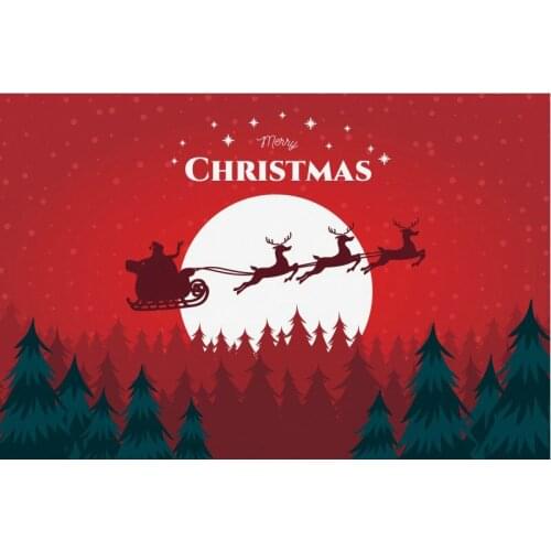 Xmas Red Decor Backdrop Santa Claus Riding a sleigh Background Christmas Party Decor New Year Photo Studio Props Photo Booth