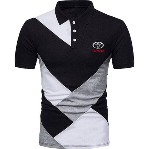 New Summer Man Toyota Logo Polo Shirt Fashion Casual Male T-Shirt Splicing Cotton High Quality Short Sleeve a