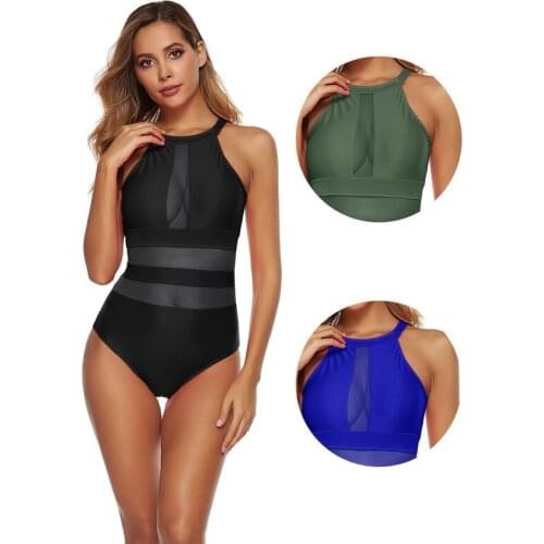 Mesh High Waist Beachwear Female Plus Size Swimsuit One Piece 2020 Big Swimwear for Women Ladies Monokini Large Bathing Suits