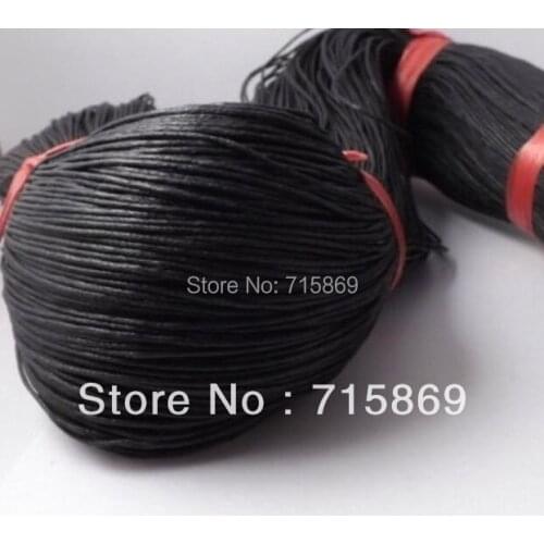 Free Shipping Black Color 500 Yards Waxed Cotton Cord 1.5mm Round Wax cotton cord - Beading Stringing Cord