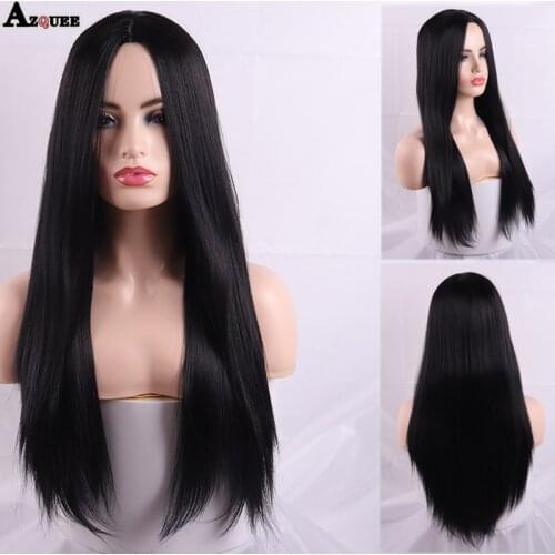 AZQUEEN Synthetic Wigs Long Straight Layered Hairstyle Ombre Black Brown Blonde Gray Ash Full Wigs with Bangs for Black Women