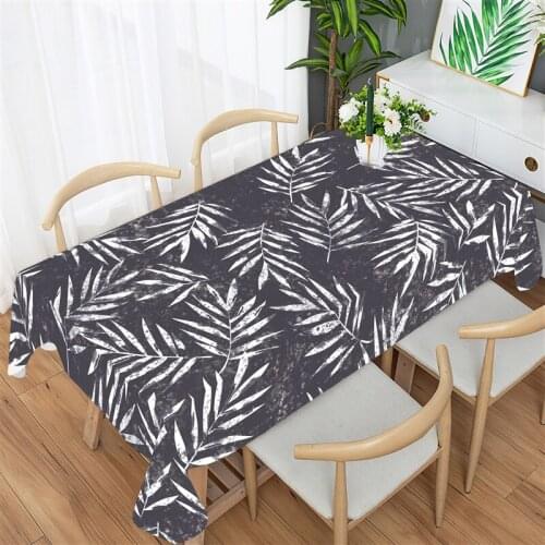 Black Leaf Tablecloth large Table Maps Waterproof Rectangular Tablecloths Cloth For Kitchen Coffee Dining Home Living Room Deco