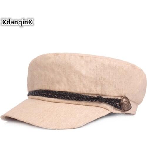 XdanqinX Snapback Cap Elegant Womens Fashion Retro Army Military Hats Adult Mens Flat Caps Autumn New Simple Cotton Couple Hat