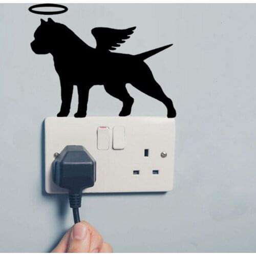 Dog Angel Flying Wall Switch Sticker Decal Home Decor Bedroom Art 3SS0170