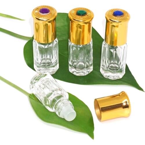 30pcs/lot 3ml Mini glass Essential Oils Metal Roller Ball Glass Perfume Bottles Traveler Empty Roll-On Refillable Bottles
