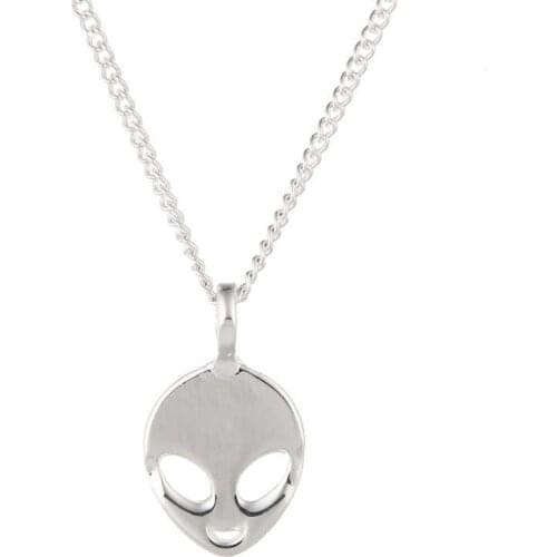 Trendy Classic Simple Cartoon Alien Metal Pendant Female Clavicle Chain Gold Personality Mask Necklace Choker Casual