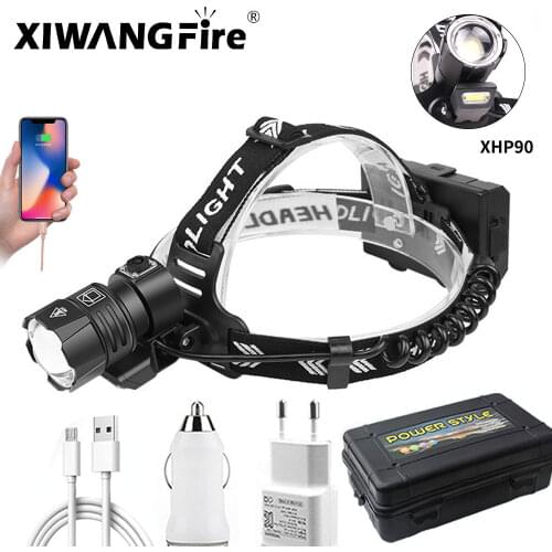 XIWANGFIRE 18650 XHP50 LED Headlight Rechargeable USB Headlight XHP100 Flashlight XHP100 Powerful Zoom Waterproof Headlight