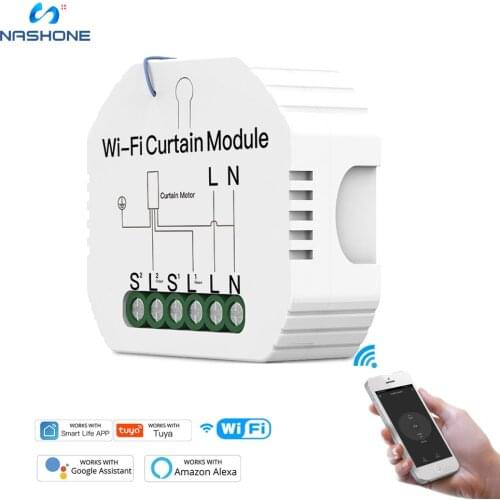 Nashone WiFi Mini Smart Curtain Switch Module Roller Blinds Shutter Motor Smart Life Tuya APP Remote Control Work with Alexa Goo