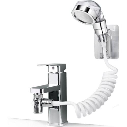 Bathroom Wash Face Basin Water Tap External Shower Head Holder Set