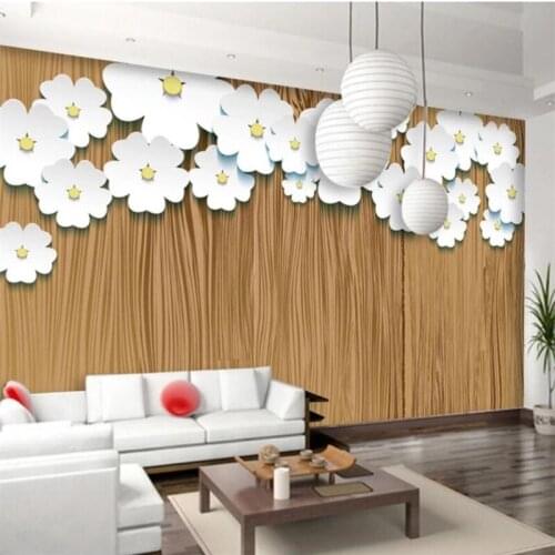 Wellyu papel de parede Custom wallpaper 3d wood texture wallpaper origami art white flowers background wall papers home decor 3D