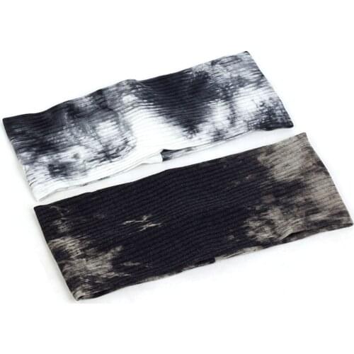 Women Men Tie Dye Hair Band Yoga Sports Elastic Turban Fashion Sweat Ornament Headwear Wide Stretch Headbands Ribbed Bandage