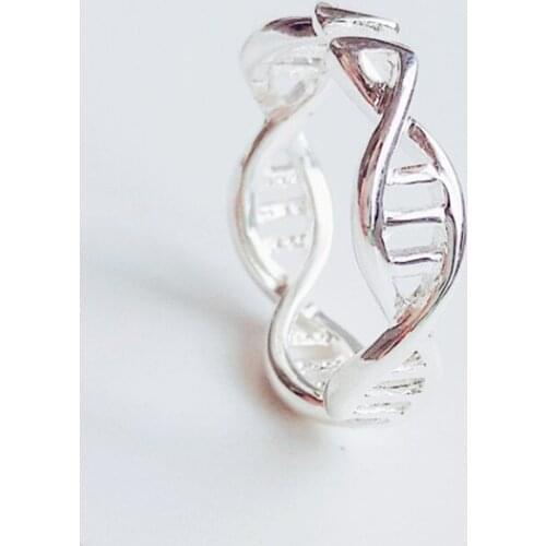 Sole Memory Creative Weaving Hollow DNA Chain 925 Sterling Silver Female Resizable Opening Rings SRI516