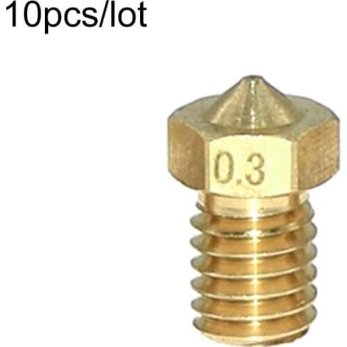 10Pcs/lot M6 Nozzles V5 V6 Metal Nozzle 0.2/0.25/0.3/0.4/0.5/0.6/0.8/ 1.0mm For 1.75mm/3mm Filamnet 3D Printer Parts