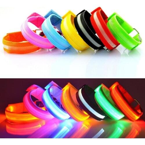12pcs Adjustable LED Flashing Wrist Band Bracelet Arm Belt Light Up Bar Dance Party Decor Night Running Luminous Glow Bangle