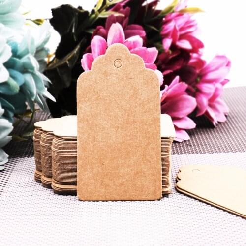 20Pcs/lot DIY Kraft Paper Tags Scalloped Rectangle Christmas Wedding Favour Party Gift Card Label Blank Luggage Tags 3 Colors