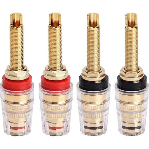 4Pair Binding Post HIFI Terminals Connector, 19MM Binding Post HIFI Speaker Amplifier Audio Plug Match 4Mm Banana Plug