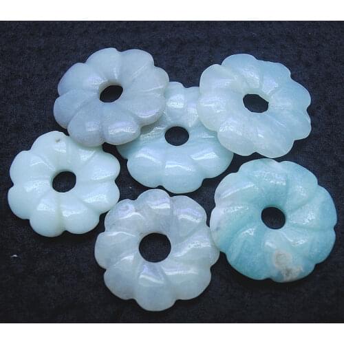 4PCS Nature GEM Stone Pendants Flower Shape Size 30mm NEW Jasper And Amazonite Stone Round Hot Sellings Accessories Findings