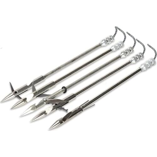 6pcs Stainless Steel Fishing Darts Fishing Broadhead Slingshot Catapult Archery Arrowhead Tips for Hunting