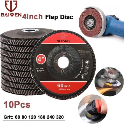 10Pcs 100mm Flap Discs 60/80/120/180/240/320 Grit Grinding Wheels Blades for Angle Grinder Sanding Disk Abrasive Tools