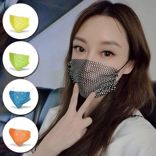 Sparkly Rhinestone Mask Face Decor Jewelry Elastic Reusable Washable 2021 Fashion Crytal Jewelry Masks Face Bandana Party Gift