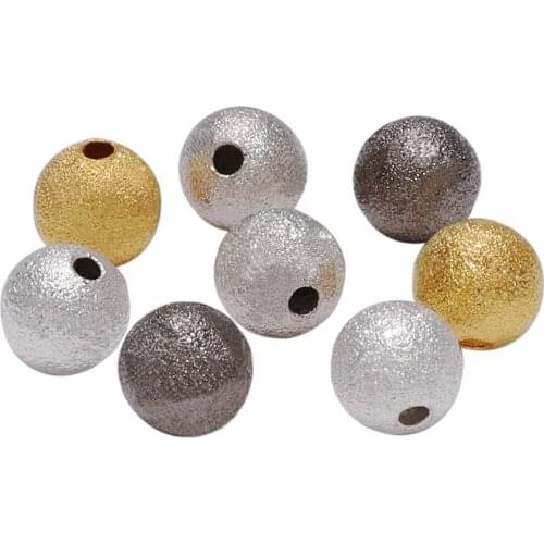 100pcs/Lot 4-12mm 4 Color Round Copper Spacer Beads Frosted Ball End Seed Bead For DIY Necklace Bracelet Jewelry Findings Making