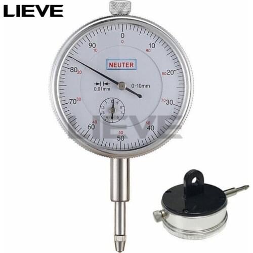 Dial indicator 0-10mm/0.01mm mechanical indicator strap lug aluminum alloy case