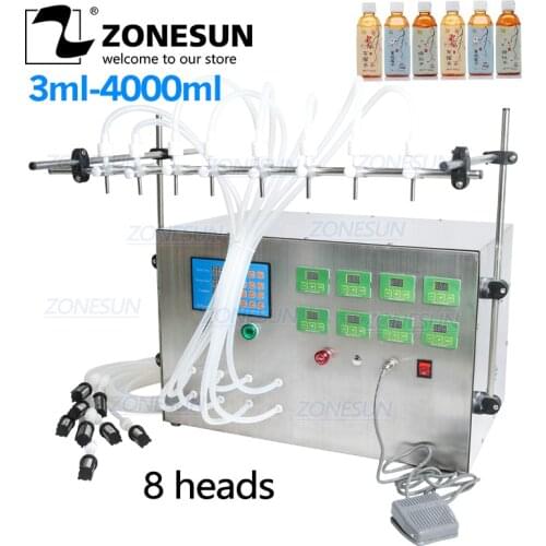 ZONESUN 8 Head Electric Digital Control Pump Liquid Filling Machine Liquid Perfume Juice water Essential Oil Food Beverage