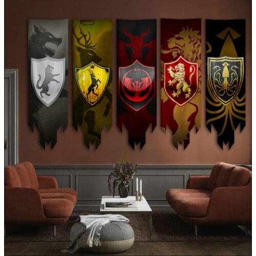 Home Decoration Flags Banner Polyester House Wall Hanging Banners Wolf Lion Animal Printed Flag for KTV Bar Room Party 45x147cm