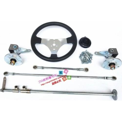 GO KART KARTING ATV UTV Buggy Quad Steering Gear Rack Box Pinion U Joint Tie Rod With 27CM/30CM Steering Wheel