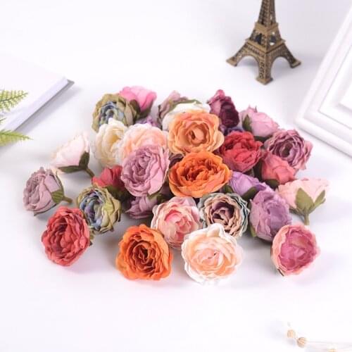 10pcs/lot Peony Artificial Flower head home Wedding Handmade DIY Decoration Handmade Gift Craft Wreath Silk party scrapbook Fake