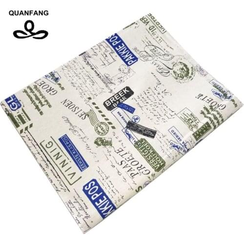 QUANFANG Printed Cotton Linen Fabric Quilting/DIY Sewing/Sofa,Curtain,Bag,Cushion,Furniture Cover ,Eiffel Tower/Half Meter