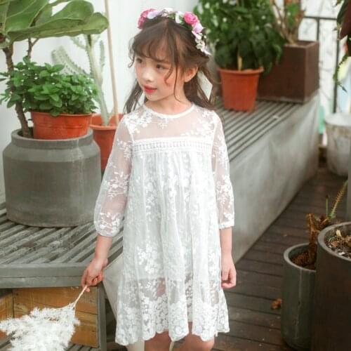 Summer Girls Clothes Kids Dresses White Lace Flower Dress Girl Party Wedding Dress Children Princess Girls Dress RT283
