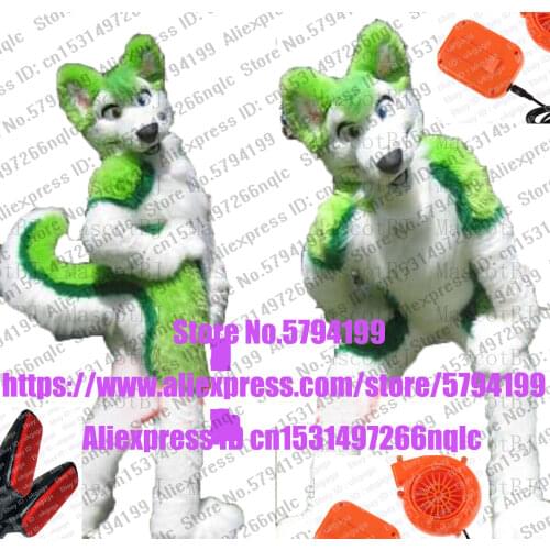 Best Quality on GREEN HUSKY Dog Wolf Furry Fursuit Suit Costume N7U Cosplay Animal Party Fancy Dress Carnival Birthday Gift