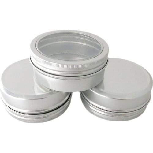 50 PCS/LOT 100g Sliver Metal Jar with Clear Top Screw Cap,100cc Metal Display Jar Can be put Beads Tea Sugar etc