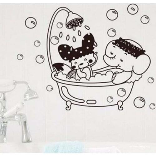 Cute elephant Bathroom Bathtub Wall stickers Home Decor Toilet Decal DIY Removable Vinyl stickers JG2334