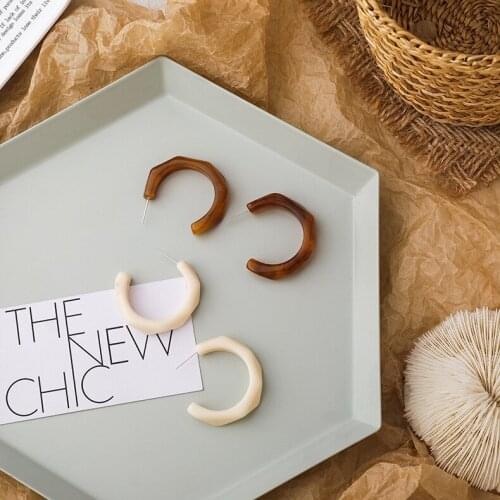 MISSNICE Vintage Moda Minimalist Stud Earrings Geometric Round Irregular Acrylic Accessories Hoop Earrings Boucle D'oreille