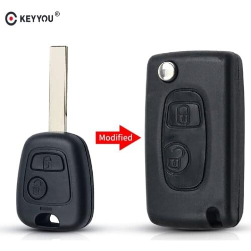 KEYYOU Modified Remote Entry Key Fob Shell Case 2 Buttons For Peugeot 307 107 207 407