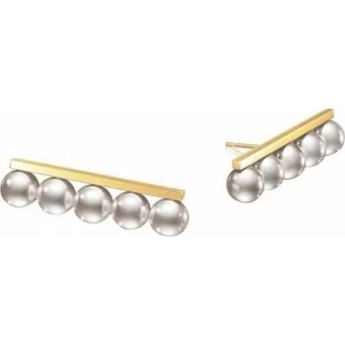 Balance beam shape simple temperament earrings titanium steel 5 pearl earrings ins style fashionable accessories