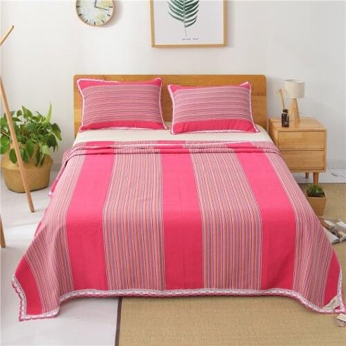 2019 new products Polyester/Cotton Coarse mat Bedspread Fitted Sheet Pillowcases 2/3 pcs Stripe lace Bedding