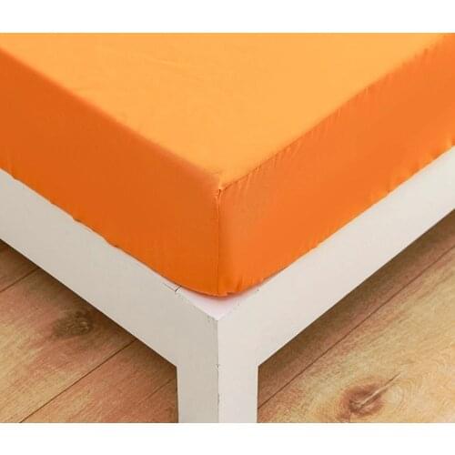 Bed Sheet With Elastic Queen King Size Fitted Sheet For Double Bed Orange Color Plain Dyed Mattress Cover sabanas cama 150*200