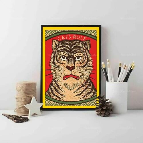 Cat rules posters, tiger cat knowledge posters, funny cat posters, funny animal posters, unique gifts for animal lovers to decor
