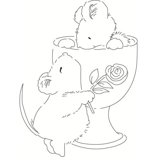 10x8 Mouse holding rose flower Transparent Clear Stamps Silicone Seals for DIY scrapbooking photo album Card Making