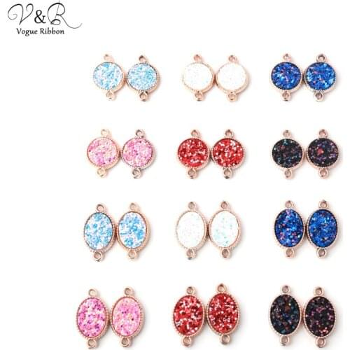 DIY Handmade Jewelry Making, Geometric/ Round/ Oval ​Colorful Glitter Beads Charms Pendants, DIY Fashion Accessories Componenets